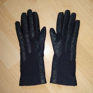 😇 VINTAGE Black Leather Grip Riding Gloves Warm